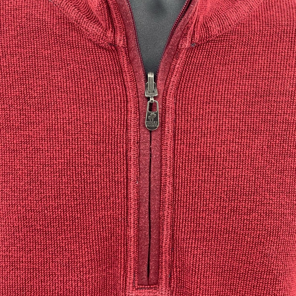 Tommy Bahama Jeans Reversible Red 1/4 Zip Sweater Mens Size XL *See Measurements - Picture 5 of 11